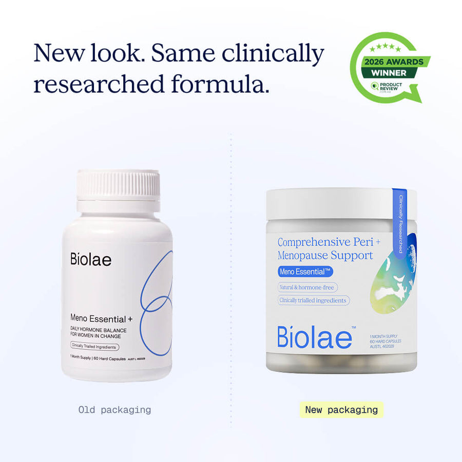 New look. Same clinically researched formula for natural menopause relief. 